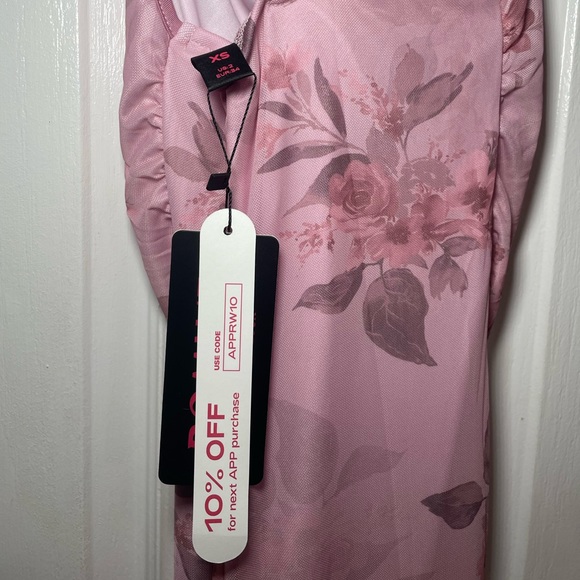 Romwe pink floral midi length dress - Picture 3 of 4